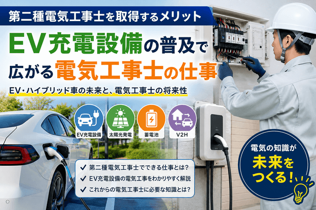 第二種電気工事士を取得するメリット|EV充電設備の普及で広がる電気工事士の仕事