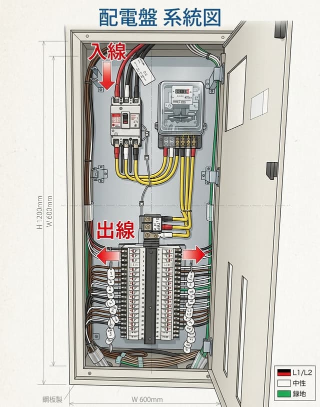 分電盤の「入線」と「出線」の違いとは?電気工事の基本構造と安全知識を徹底解説