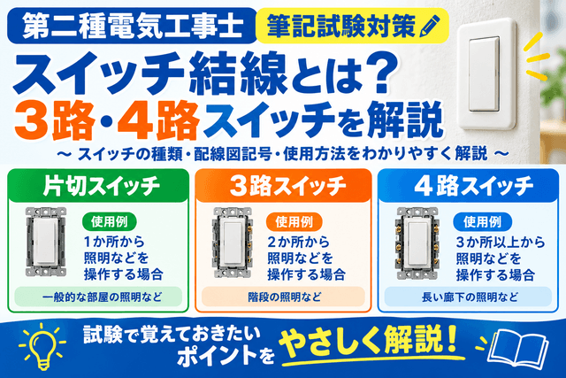 スイッチ結線とは?3路・4路スイッチを解説|第二種電気工事士筆記試験対策