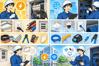 電気工事と通信工事って何が違う? 仕事内容・使う材料・現場の違いを解説!