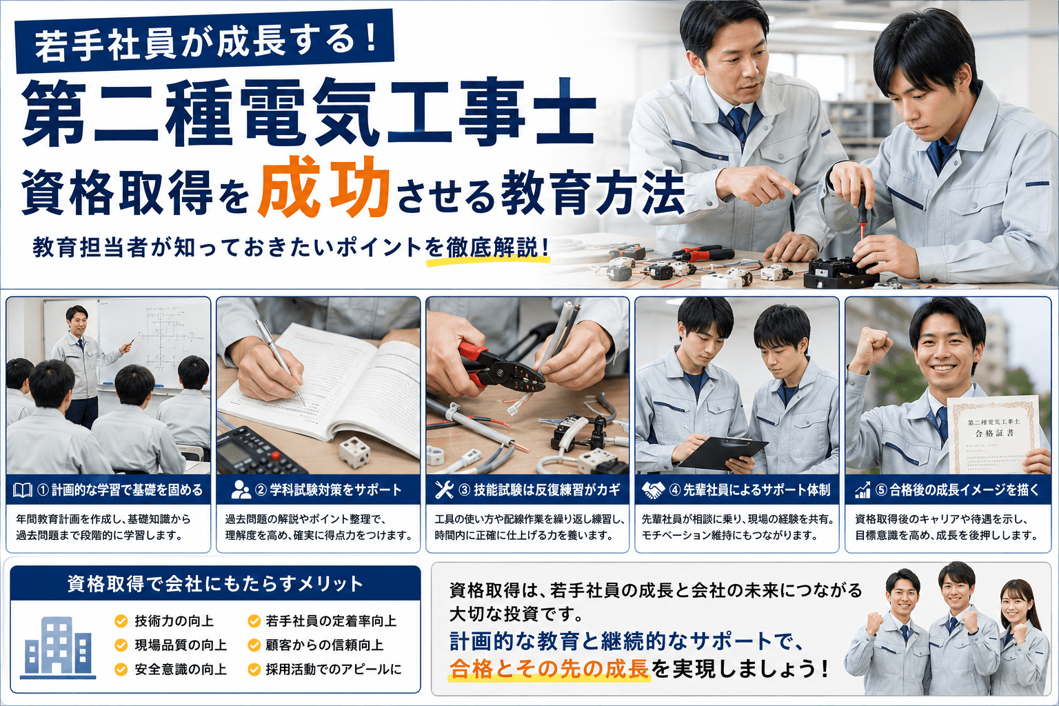 第二種電気工事士資格取得を成功させる教育方法【教育担当者必見】