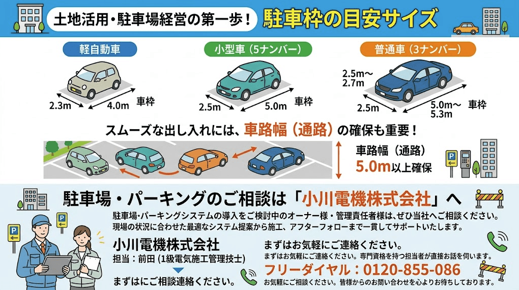 駐車場経営の第一歩!失敗しない「駐車枠」の寸法基準と台数・配置設計の完全ガイド