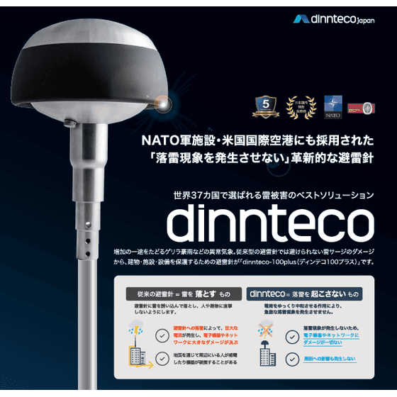 新型避雷針・雷を“落とさない”次世代雷対策