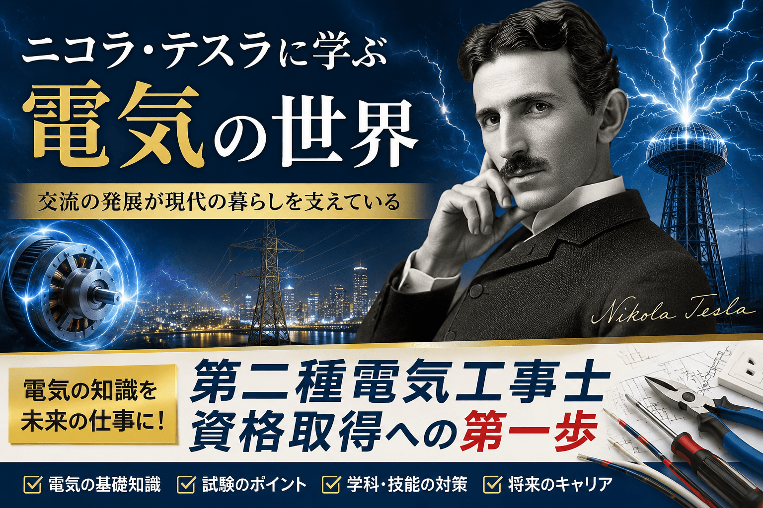 ニコラ・テスラに学ぶ電気の世界|第二種電気工事士資格取得への第一歩