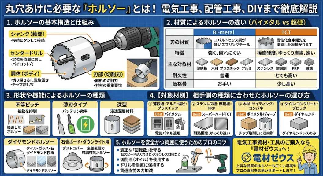 丸穴あけに必要な『ホルソー』とは!