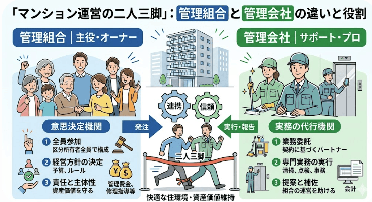 マンションのパートナーシップ:『管理組合』と『管理会社』の違いと役割