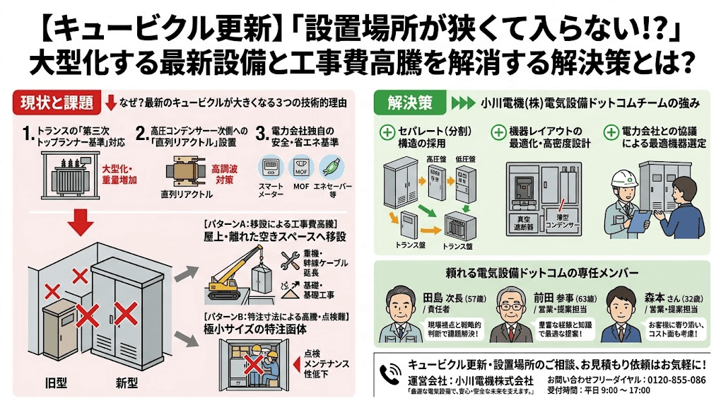 「設置場所が狭くて入らない!?」大型化する最新設備と工事費高騰を解消する解決策とは?